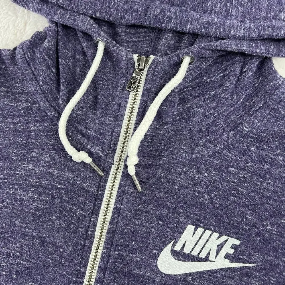Nike purple heather zip up lightweight hooded sweatshirt size medium Y2K